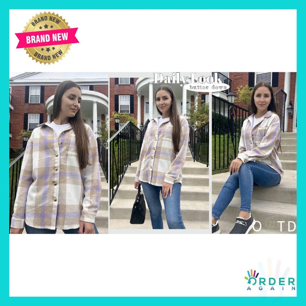 Flannel Shacket Button Down Long Sleeve Plaid Shi… - image 7